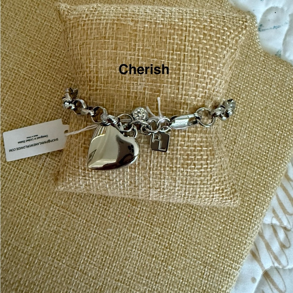 Parklane Cherish Elegant Silver Bracelet with Heart and Lock Charms